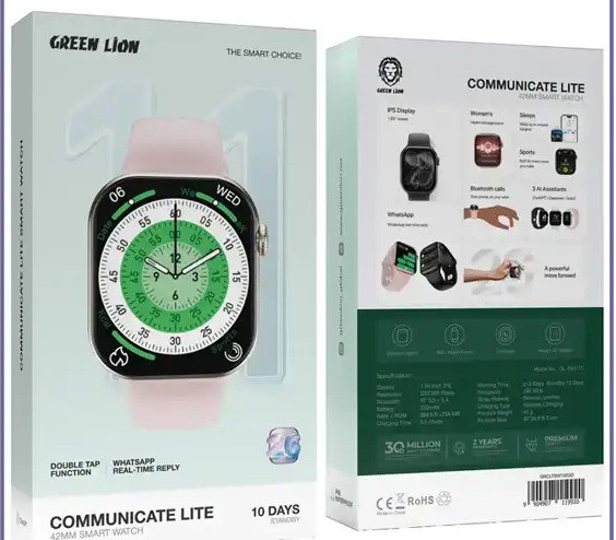 ساعت هوشمند 1.85 اینچ گرین لاین Green Lion Communicate Lite 42mm Smart Watch GNCLTSWT42BK (E)