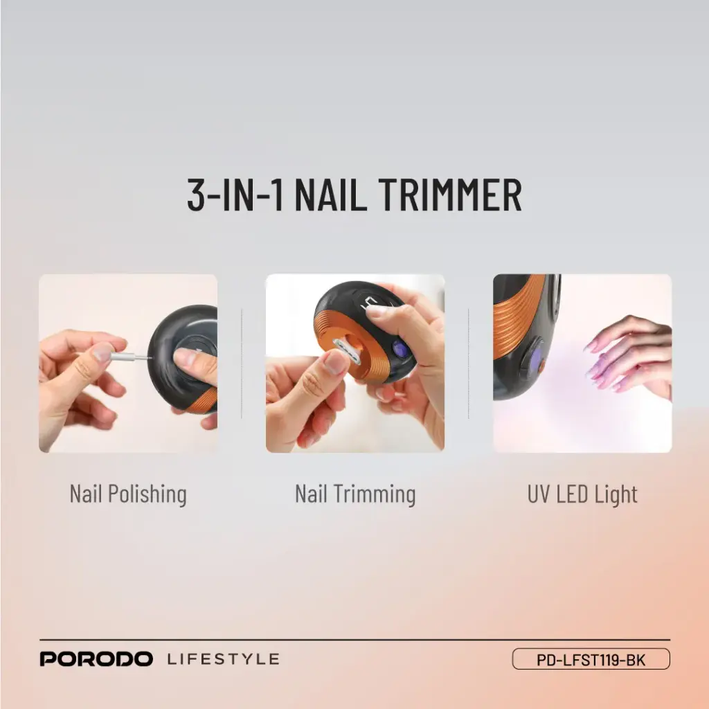 ست کامل ناخن گیر شارژی پرودو Porodo All-In-One Nail Trimmer Set PDLFST119BK (E)