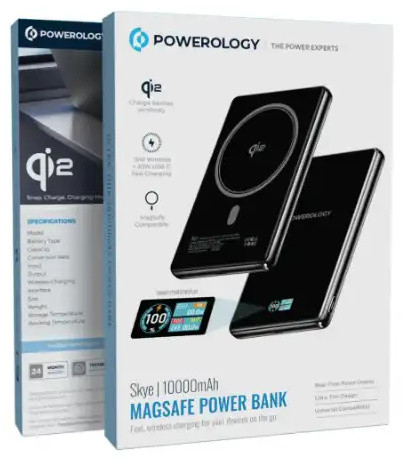پاور بانک وایرلس مگسیف 10000 پاورولوژی Powerology Skye MagSafe Power Bank PPBKLYD89BK (E)