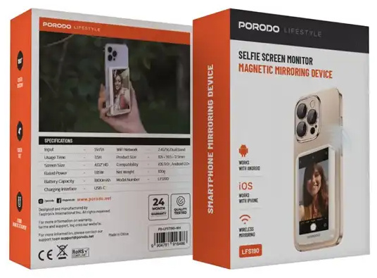 مانیتور سلفی مگنتی پرودو Porodo Screen Monitor Magnetic Mirroring Device PD-LFST190 (E)