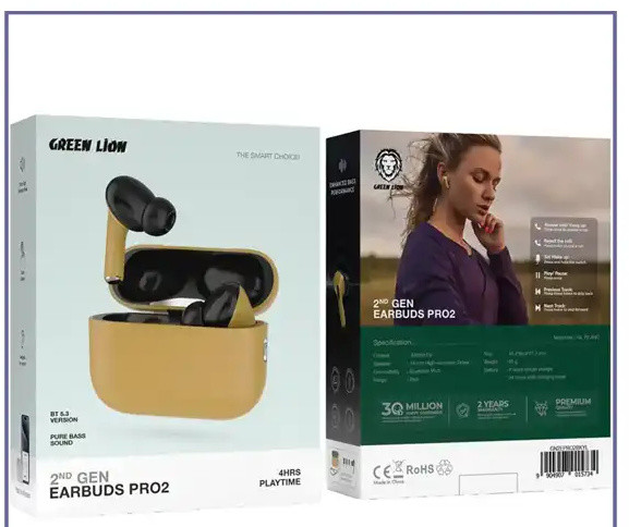 هندزفری بلوتوث گرین لاین Green Lion 2nd Gen Earbuds Pro2 GN2EPRORDBK (E)
