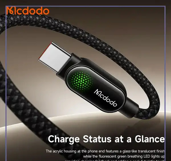 کابل شارژ تایپ سی 6 آمپر 1.2 متر مک دودو Mcdodo LightSync Cable CA-4520 (E)