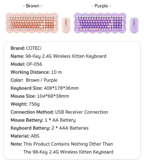موس و کیبورد بی سیم کوتسی Coteci Mouse And Keyboard Set OF-056 (E)