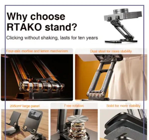 هولدر رومیزی موبایل و تبلت رتاکو Rtako Multi-Function Lifting Stand ZJ-P01 (E)