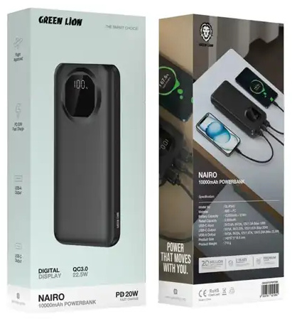 پاور بانک 10000 گرین لاین Green Lion Nairo PD 20W Power Bank GNNAR10PBPDBK (E)
