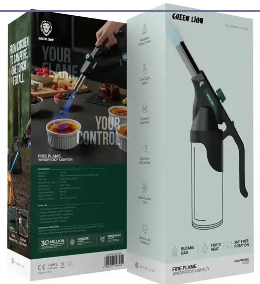 مشعل ضد باد گرین لاین Green Lion Fire Flame Windproof Lighter GNFIRFLMEXBK (E)