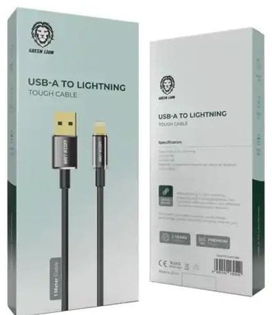کابل شارژ لایتنینگ 1 متر گرین لاین Green Lion USB-A to Lightning Tough Cable GNTPTGHATLBK (E)