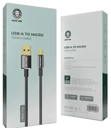 کابل شارژ میکرو 1 متر گرین لاین Green Lion USB-A to Micro Tough Cable GNTPTGHATMBK (E)