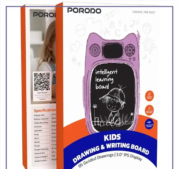 تخته نقاشی هوشمند مخصوص کودکان پرودو Porodo Kids Drawing & Writing Board PDKHBY1 (E)