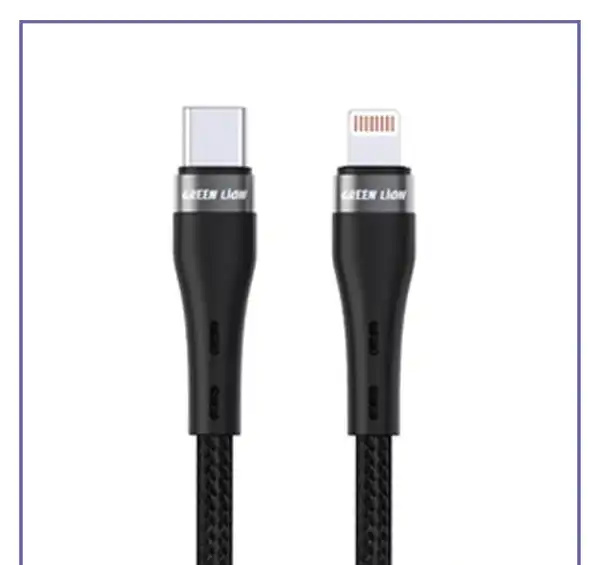 کابل شارژ تایپ سی به لایتنینگ 1 متر گرین لاین Green Lion Braided Cable GNBRUSCLGBK (E)