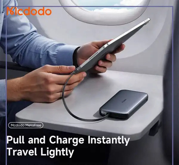 پاوربانک 45 وات 10000 با کابل تایپ سی جمع شونده مک دودو Mcdodo Power Bank MC-5920 (E)