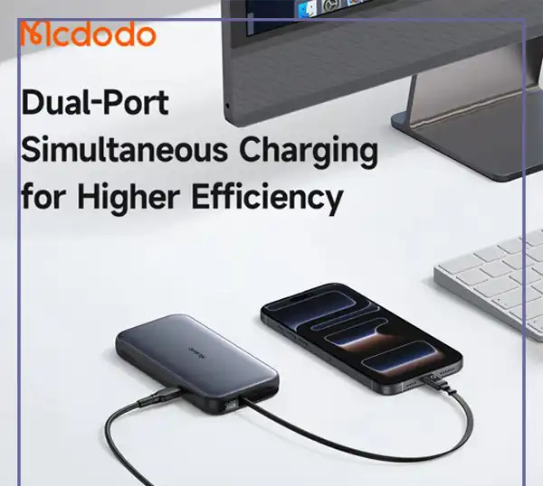 پاوربانک 45 وات 10000 با کابل تایپ سی جمع شونده مک دودو Mcdodo Power Bank MC-5920 (E)
