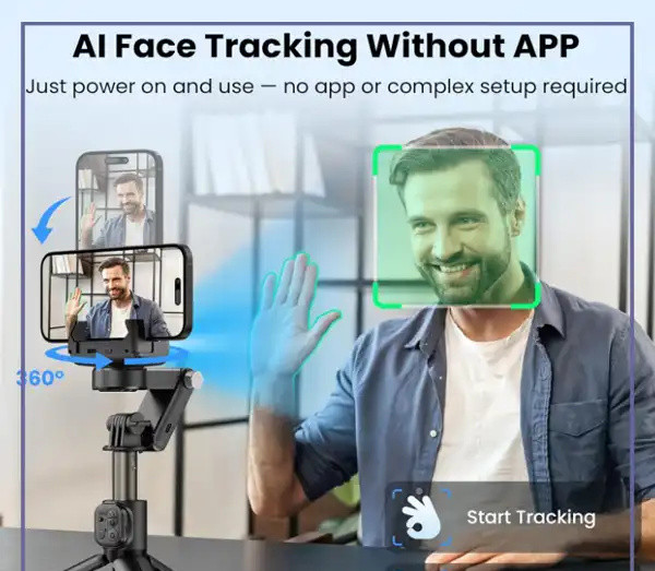 گیمبال و استبلایزر با قابلیت ردیابی 360 درجه RTAKO AI Tracking Anti-Shake Gimbal Stabilizer Q19 (E)