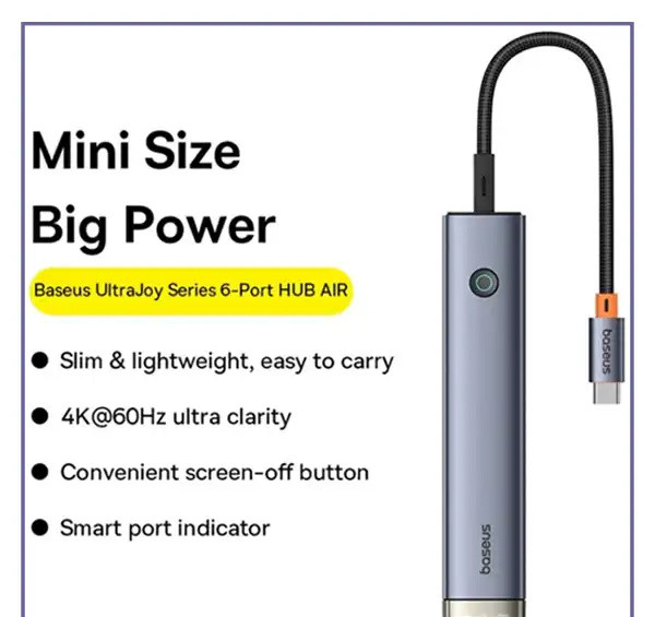 هاب تایپ سی 6 پورت بیسوس Baseus 6-Port Ultrajoy Series HUB OH-166 (E)