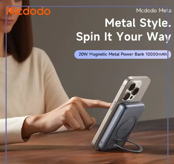 پاوربانک وایرلس مگنتی 10000 مک دودو Mcdodo Meta Ultra-Thin Magnetic Power Bank MC-8371 (E)