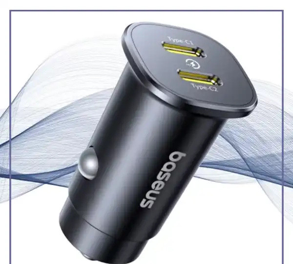 شارژر فندکی دو پورت تایپ سی 30 وات بیسوس Baseus GoTrip DP1 Car Charger BS-C15C2 (E)