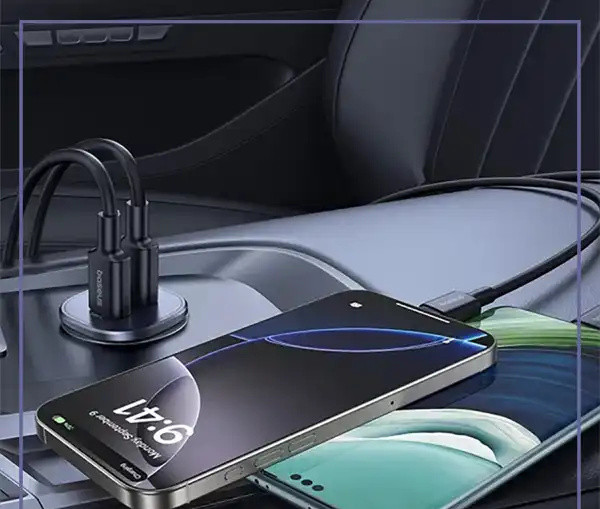 شارژر فندکی دو پورت تایپ سی 30 وات بیسوس Baseus GoTrip DP1 Car Charger BS-C15C2 (E)