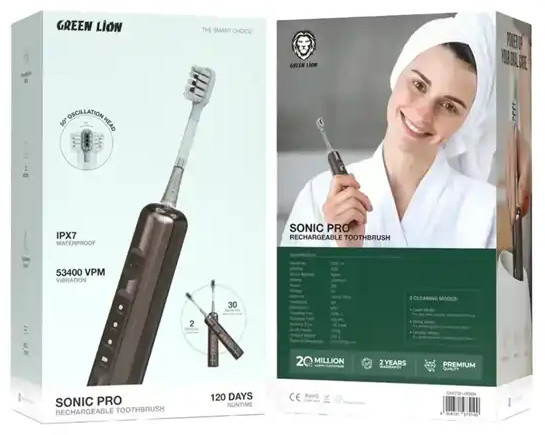 مسواک برقی هوشمند گرین لاین Green Lion Sonic Pro Rechargeable Toothbrush GNGTB14TBBR (E)