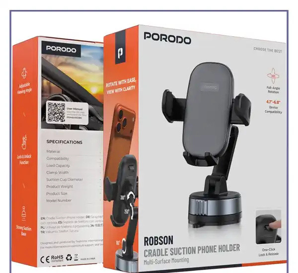 هولدر رو داشبوردی پرودو Porodo Robson Cradle Suction Phone Holder PDH6SS02BK (E)
