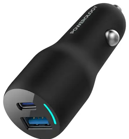 شارژر فندکی 2 پورت 35 وات پاورولوژی Powerology LED Dual Ports Car Charger PCCSR012 (E)