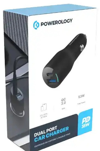 شارژر فندکی 2 پورت 35 وات پاورولوژی Powerology LED Dual Ports Car Charger PCCSR012 (E)