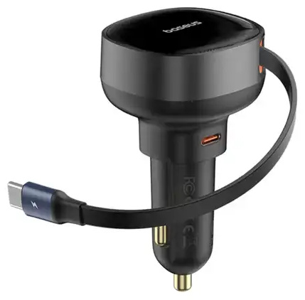 شارژ فندکی 60 وات با کابل جمع شونده بیسوس Baseus Enjoyment Pro Car Charger C0203100 (E)