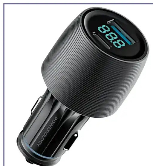 شارژر فندکی 2 پورت 83 وات با کابل همراه پاورولوژی Powerology Velox 83W Dual-Port Car Charger PCCSR020C (E)