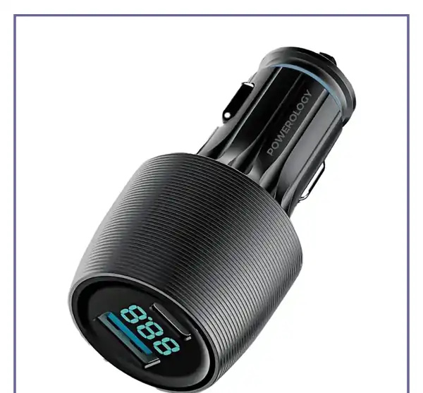 شارژر فندکی 2 پورت 83 وات با کابل همراه پاورولوژی Powerology Velox 83W Dual-Port Car Charger PCCSR020C (E)