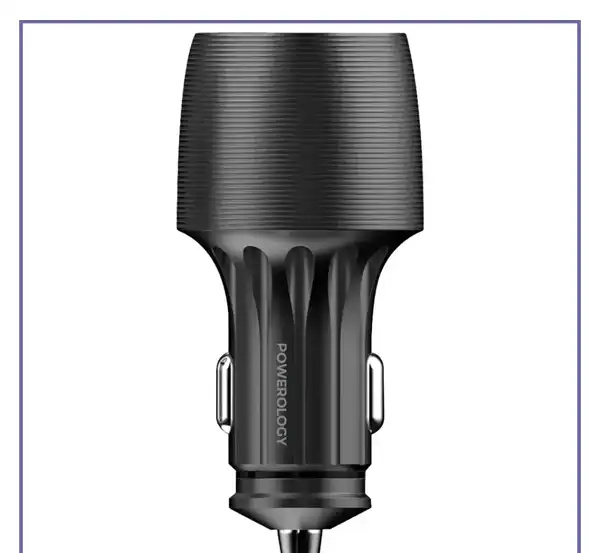 شارژر فندکی 2 پورت 83 وات با کابل همراه پاورولوژی Powerology Velox 83W Dual-Port Car Charger PCCSR020C (E)