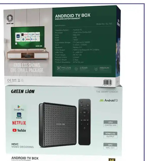 اندروید باکس گرین لاین Green Lion Android TV Box 4K with Remote Control GNANDTVBOXBK (E)