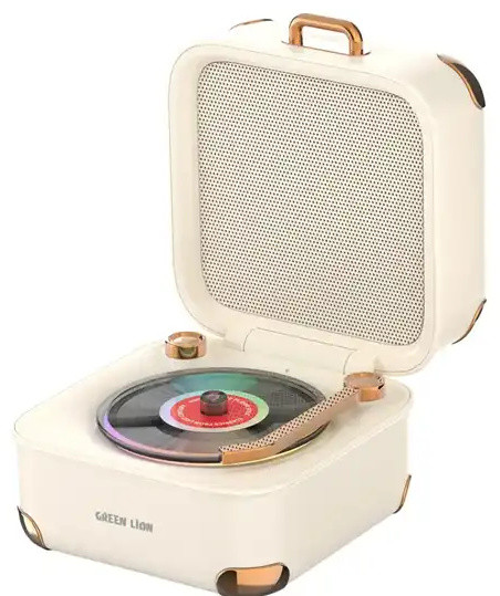 اسپیکر بلوتوثی گرین لاین Green Lion Gramo Vinyl Wireless Speaker GNGRMSPKRWH (E)