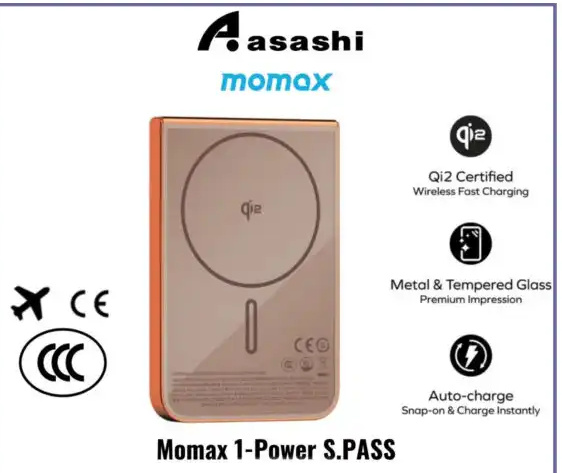 پاوربانک وایرلس 10000 مومکس Momax 1-Power S.Pass Power Bank IP162Q2 (E)