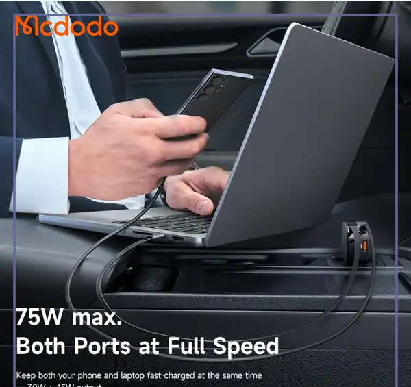 شارژر فندکی 75 وات با کابل جمع شونده مک دودو Mcdodo FreeGo Car Charger CC-1560 (E)