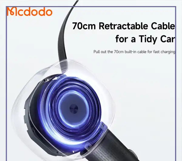 شارژر فندکی 75 وات با کابل جمع شونده مک دودو Mcdodo FreeGo Car Charger CC-1560 (E)