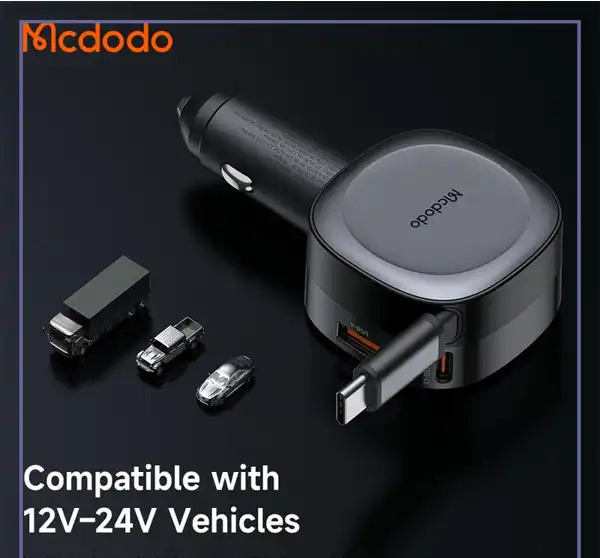 شارژر فندکی 75 وات با کابل جمع شونده مک دودو Mcdodo FreeGo Car Charger CC-1560 (E)