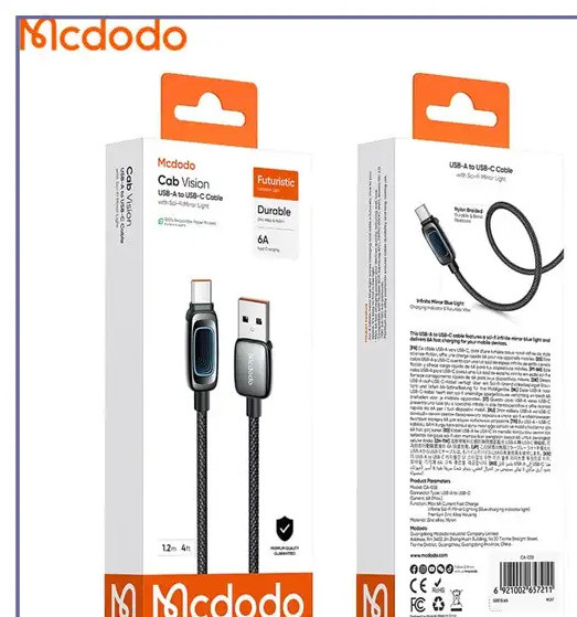 کابل شارژ USB به تایپ سی 6 آمپر مک دودو MCDODO CA-0380 (E)