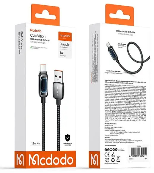 کابل شارژ USB به تایپ سی 6 آمپر مک دودو MCDODO CA-0380 (E)