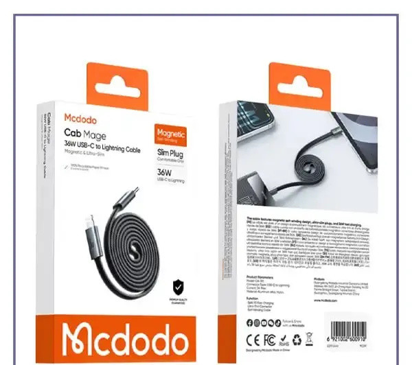 کابل تایپ سی به لایتنینگ با بدنه مگنتی 36 وات مک دودو Mcdodo Cab Mage Cable CA-9910 (E)