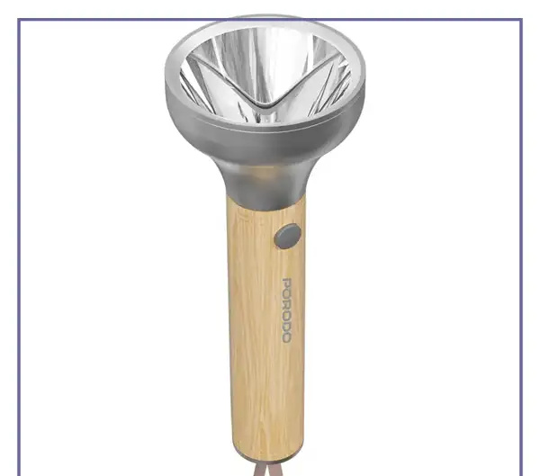چراغ قوه شارژی چوبی پرودو Porodo Birch 300 Wooden LED Flashlight PDA90502WD (E)