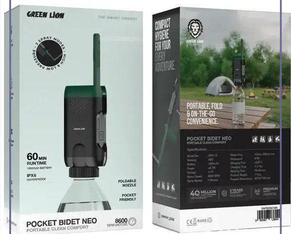 جارو خودشور جیبی گرین لاین Green Lion Pocket Bidet Neo GNPBIDNEOBK (E)