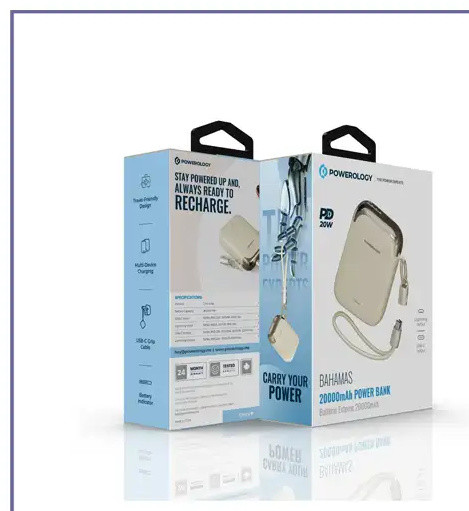 پاوربانک 20000 با کابل پاورولوژی Powerology Bahamas PPBCHA104 (E)