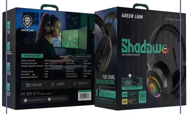 هدست بلوتوثی گرین لاین Green Lion Shadow Gaming Headset GNSHDANCHPBK (E)