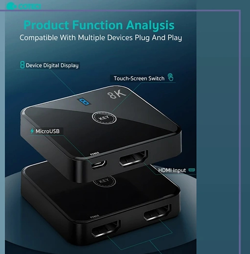تبدیل و سوییچر 2به1 HDMI کوتسی Coteci HDMI Switcher Adapter OF-035 (E)