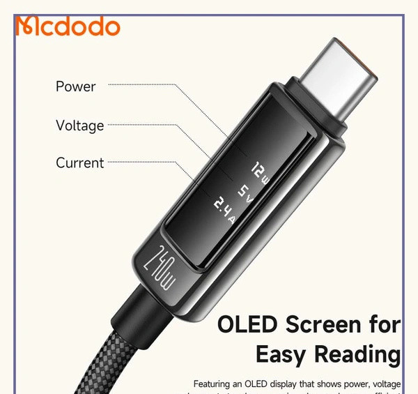 کابل شارژ دو سر تایپ سی 240W مک دودو Mcdodo Cab Vision 240W 1.2m CA-8900 (E)
