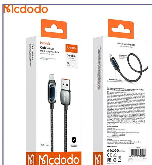 کابل شارژ لایتنینگ 3آمپر مک دودو Mcdodo Cab Vision 3A 1.2m CA-0360 (E)