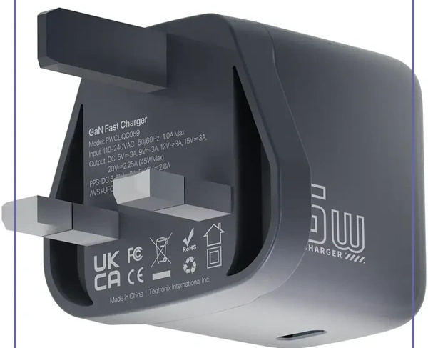 آداپتور شارژ 45 وات پاورولوژی Powerology VoltFLow 45W Type-C Adaptor PWCUQC069 (E)