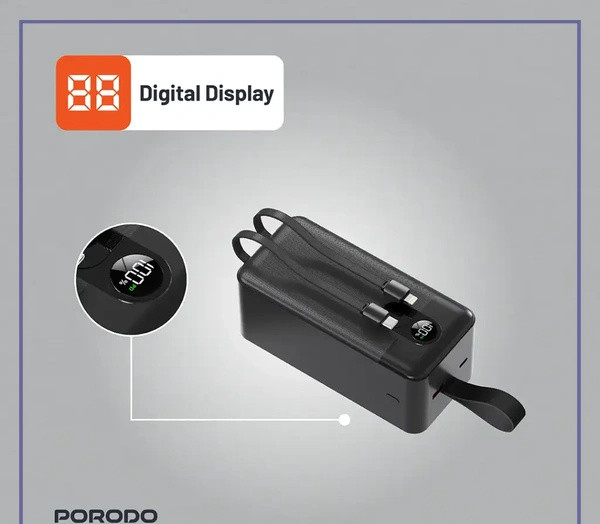 پاوربانک 50000 به همراه کابل متصل پرودو Porodo 50000mAh Power Bank PDPBFCH061 (E)