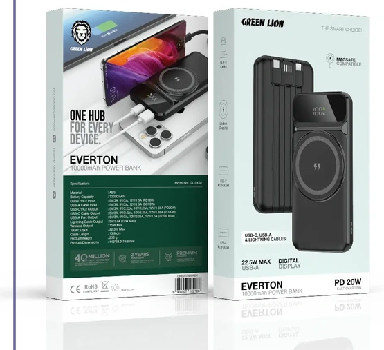 پاوربانک 10000 گرین لاین Green Lion Everton Power Bank GNEVRTN10K (E)
