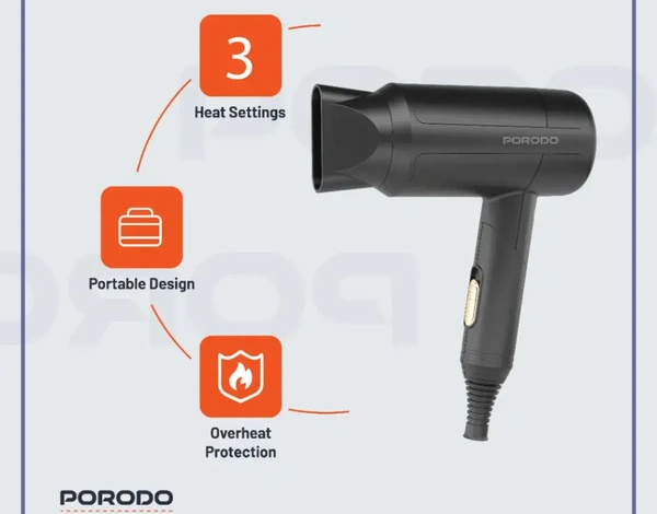 سشوار تاشو پرودو Porodo Lifestyle Foldable Hair Dryer PD-LFST071 (E)