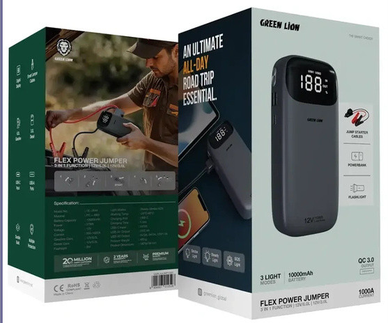 جامپ استارتر و پاوربانک گرین لاین Green Lion Flex Jumper and Power Bank GNFLXJUMP10GY (E)